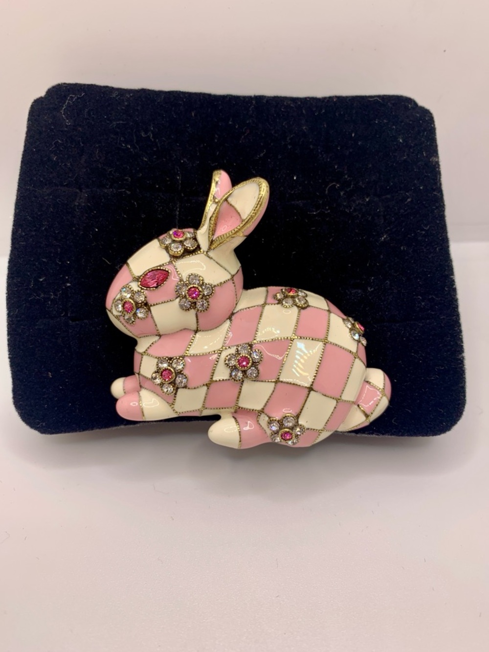 Heidi Daus BabyHoney Bunny Gold-Tone Enamel Bunny Brooch with Pink Accents
